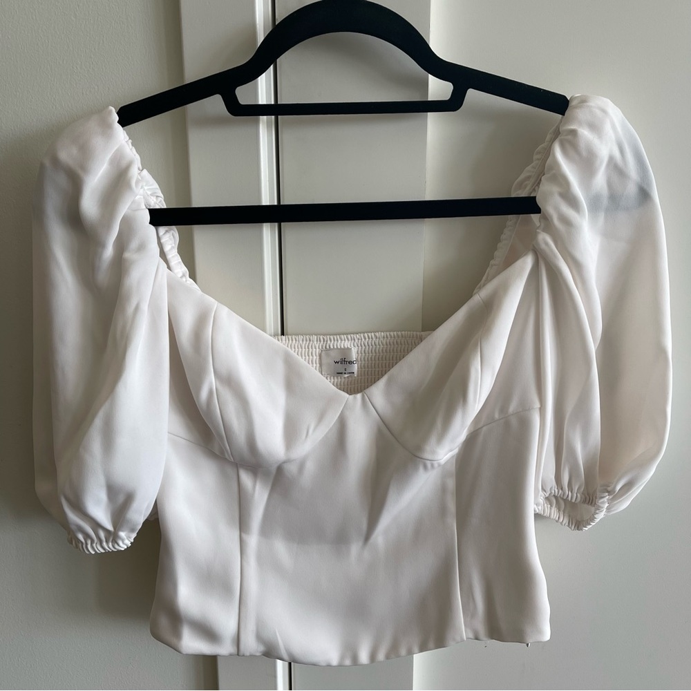 Aritzia White Puff Sleeve Blouse